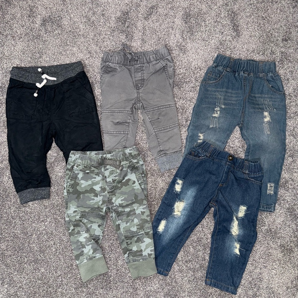 Stylish Kids Bottoms Set - Black, Gray, Blue, and Camo